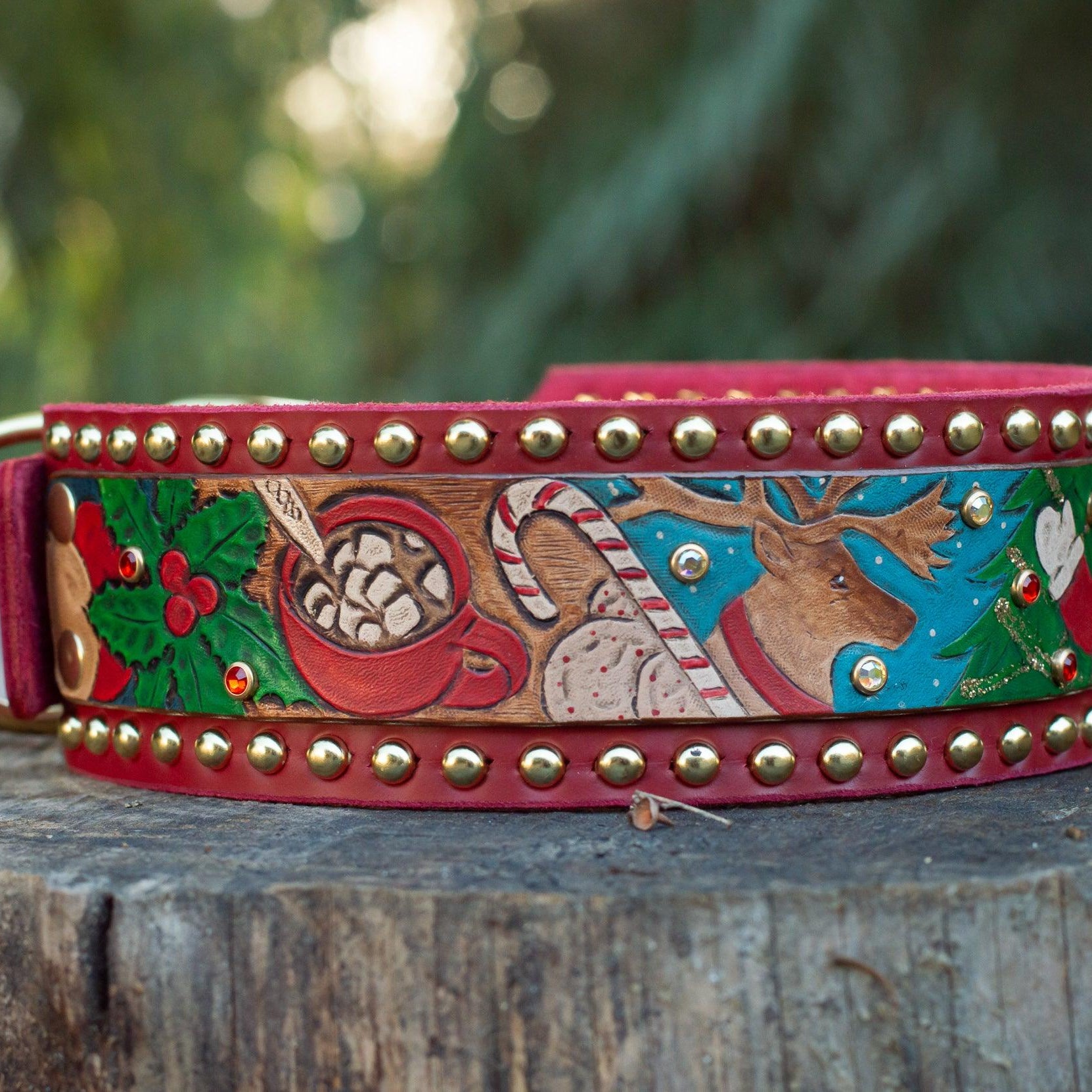 Vintage Christmas Leather Collar (Limited Edition) - Rocky & Maggie's Pet Boutique and Salon