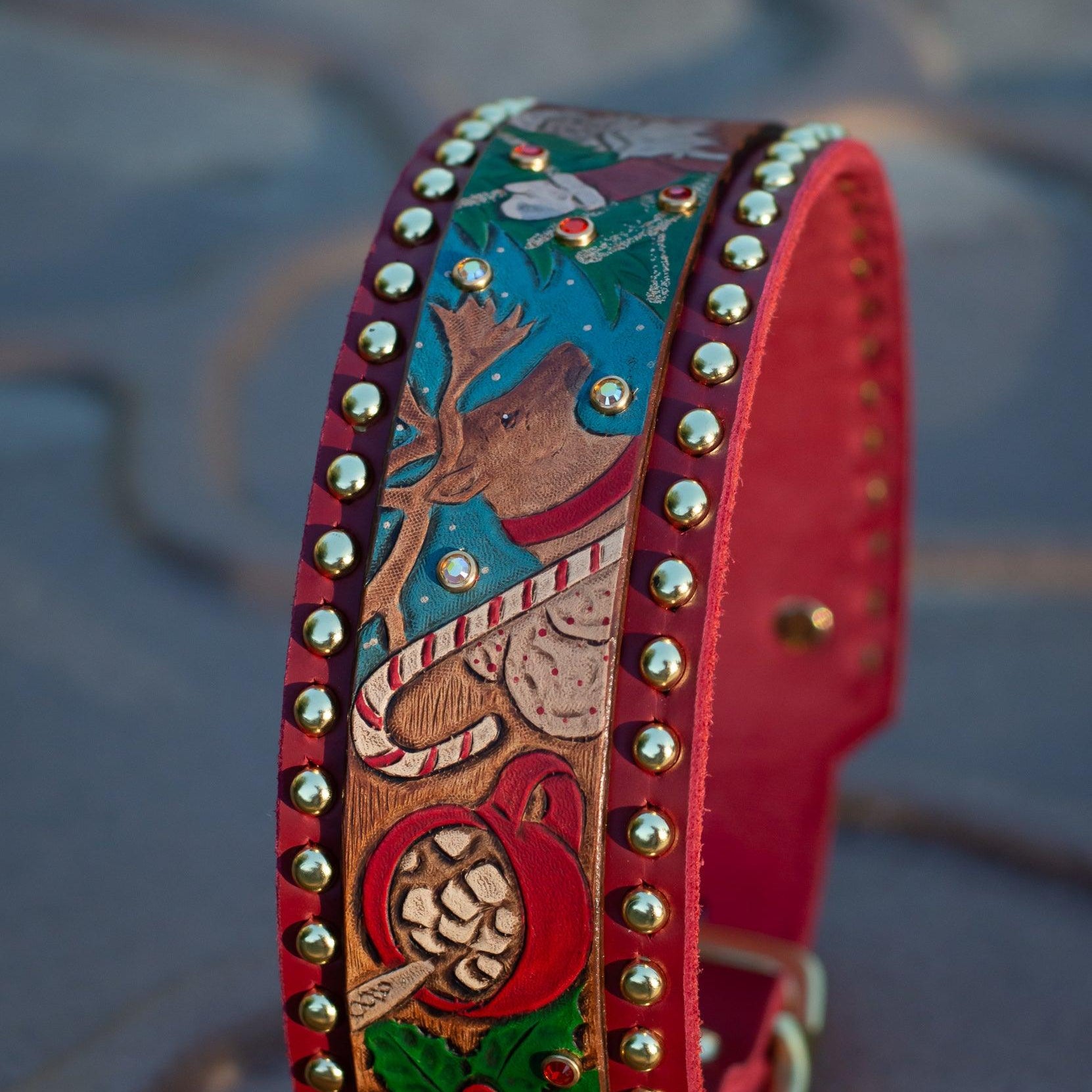 Vintage Christmas Leather Collar (Limited Edition) - Rocky & Maggie's Pet Boutique and Salon
