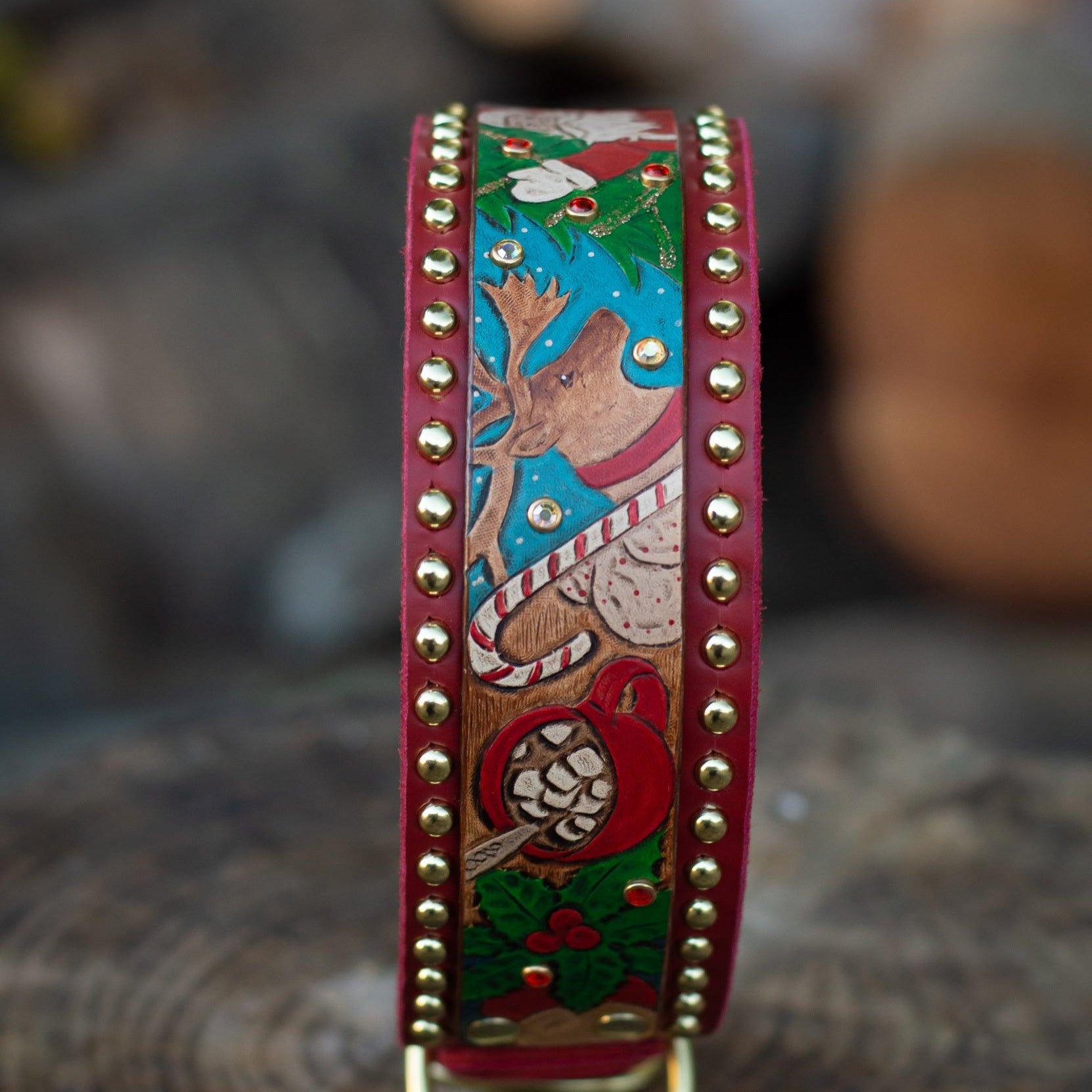 Vintage Christmas Leather Collar (Limited Edition) - Rocky & Maggie's Pet Boutique and Salon