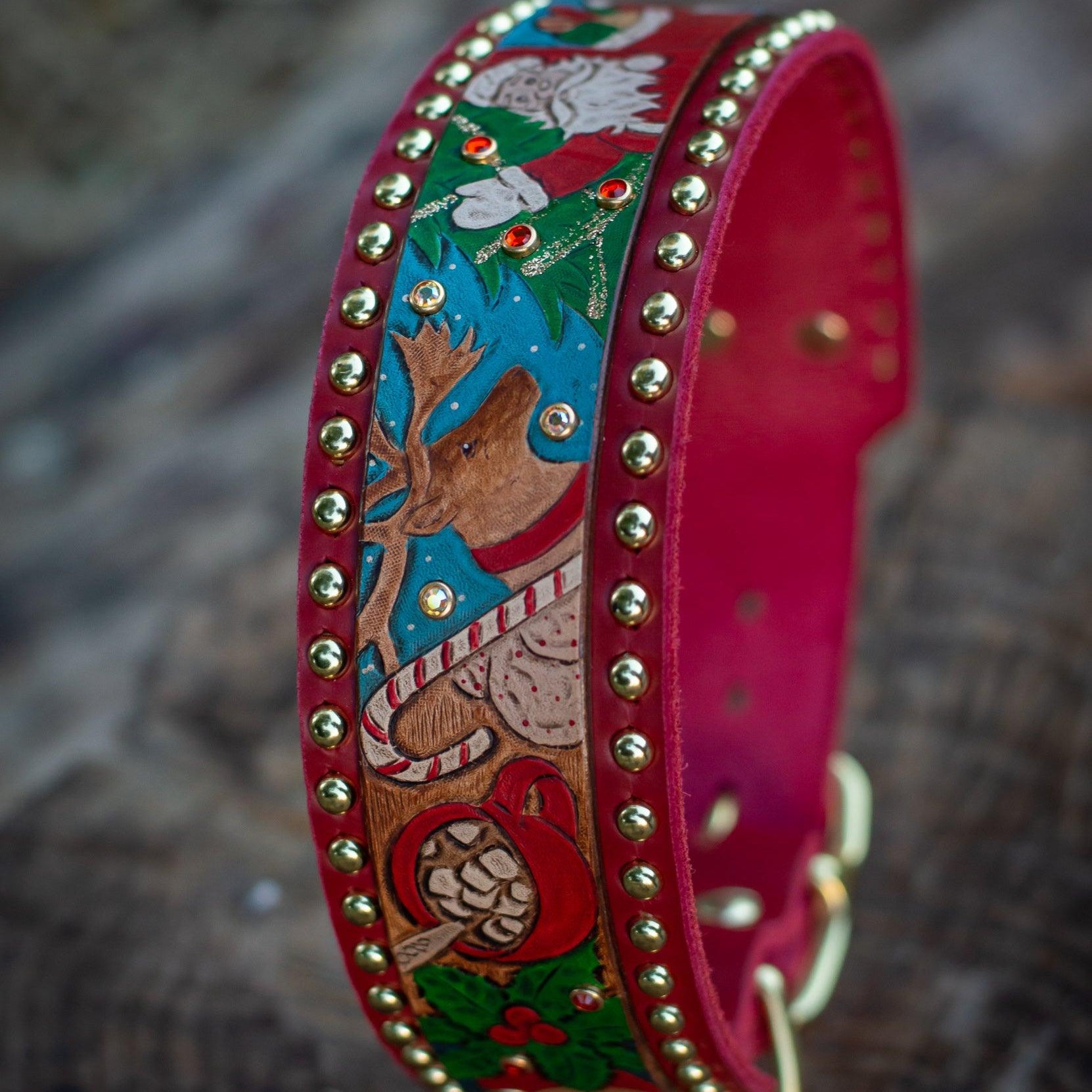 Vintage Christmas Leather Collar (Limited Edition) - Rocky & Maggie's Pet Boutique and Salon