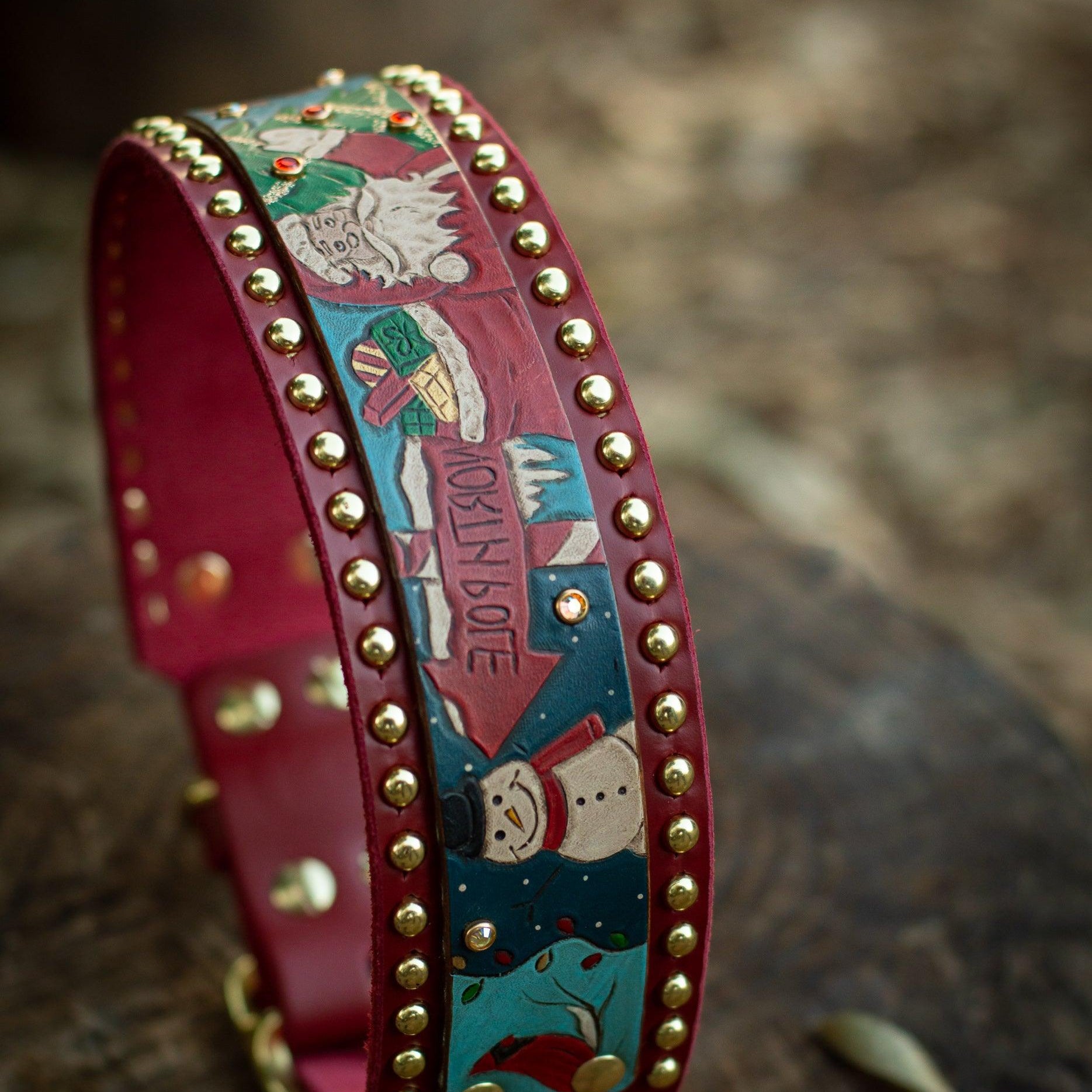 Vintage Christmas Leather Collar (Limited Edition) - Rocky & Maggie's Pet Boutique and Salon