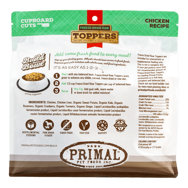 Primal Cupboard Cuts Freeze-Dried Chicken Toppers - Rocky & Maggie's Pet Boutique and Salon