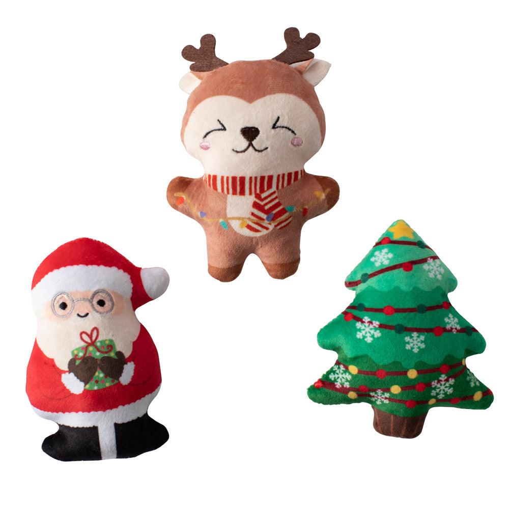 Merry And Bright Small Plush Dog Toys - Set Of 3 - Rocky & Maggie's Pet Boutique and Salon