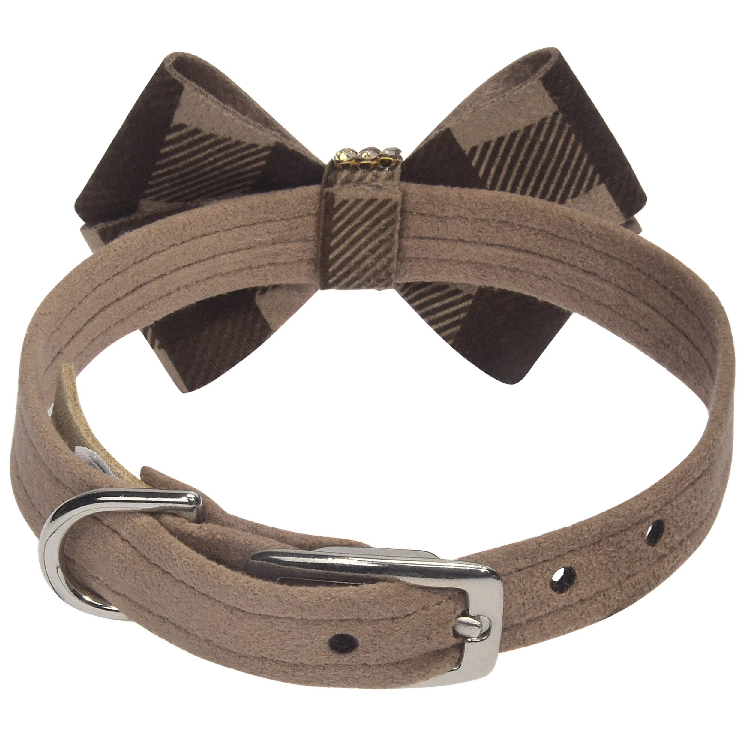Fawn Gingham Nouveau Bow Collar - Rocky & Maggie's Pet Boutique and Salon