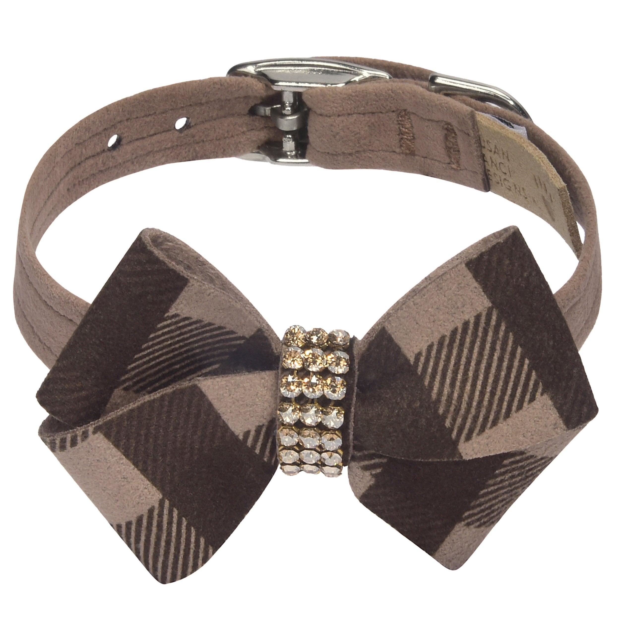Fawn Gingham Nouveau Bow Collar - Rocky & Maggie's Pet Boutique and Salon