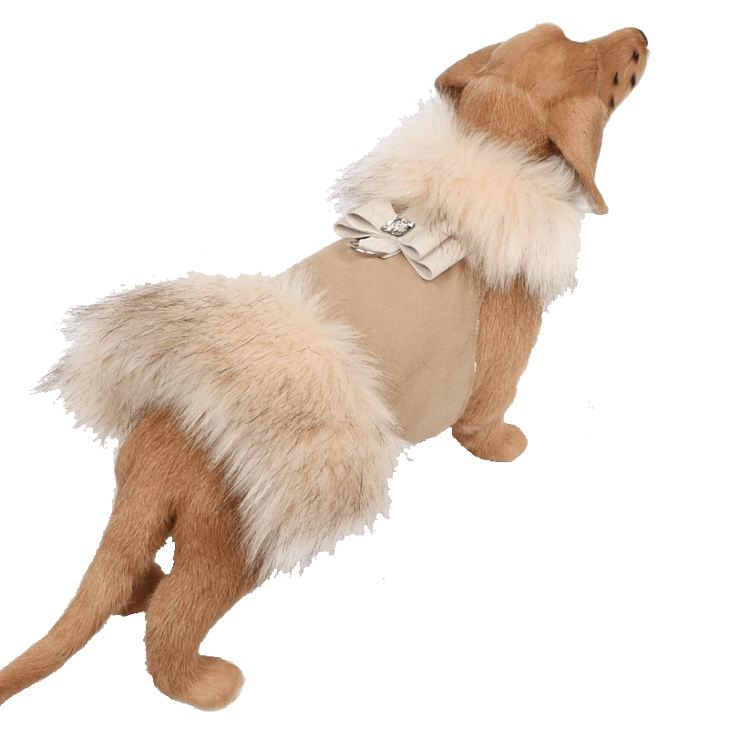 Ivory Fox Fur Coat with Big Bow - Rocky & Maggie's Pet Boutique and Salon