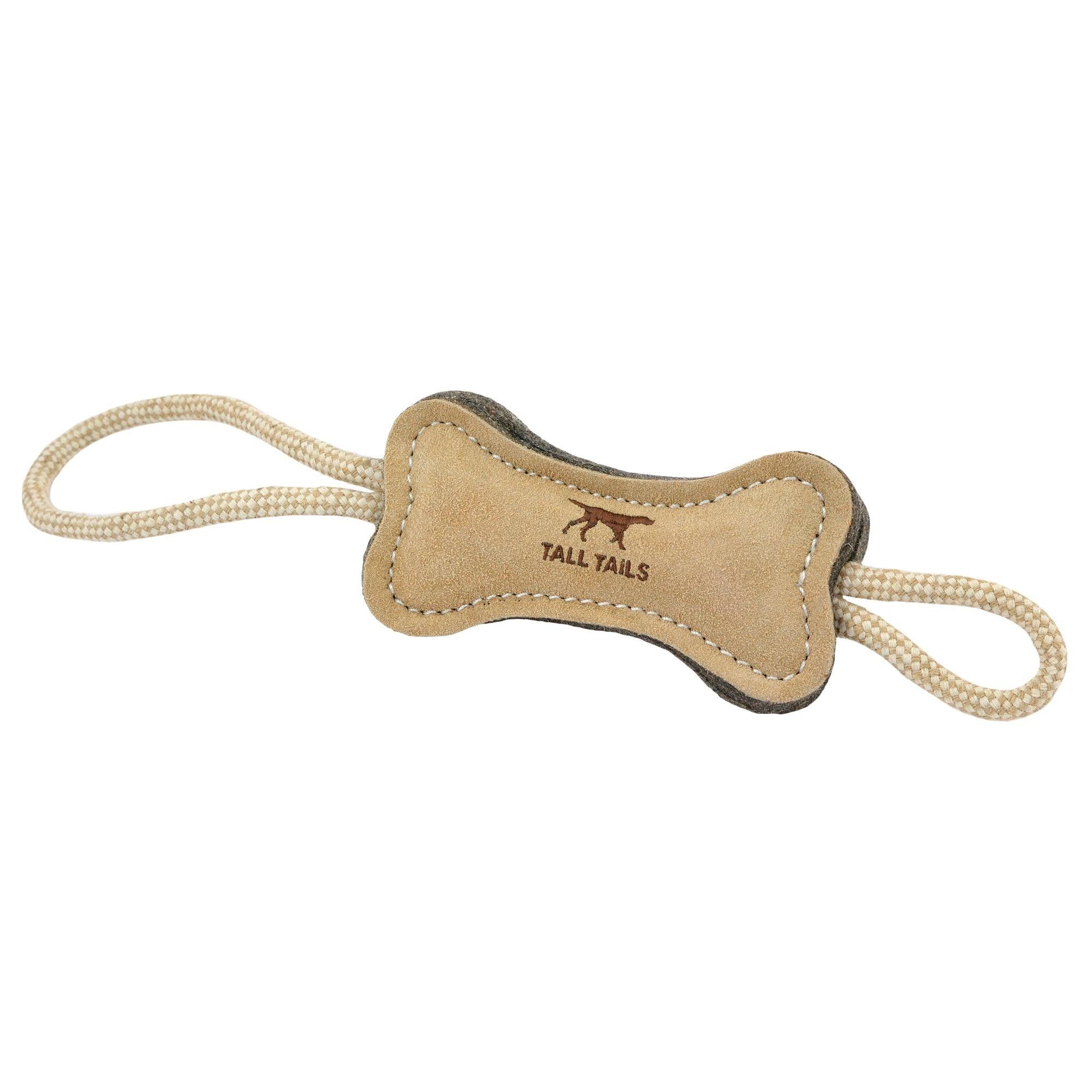Natural Leather & Wool Bone Tug Toy - Rocky & Maggie's Pet Boutique and Salon