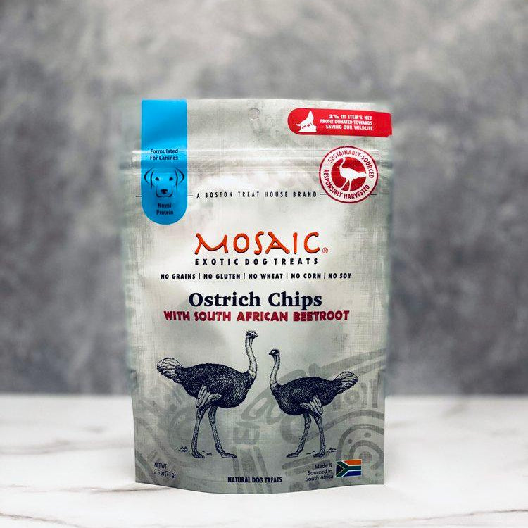 Mosaic South African Ostrich Chips Infused with Beetroot, 2.5 oz - Rocky & Maggie's Pet Boutique and Salon