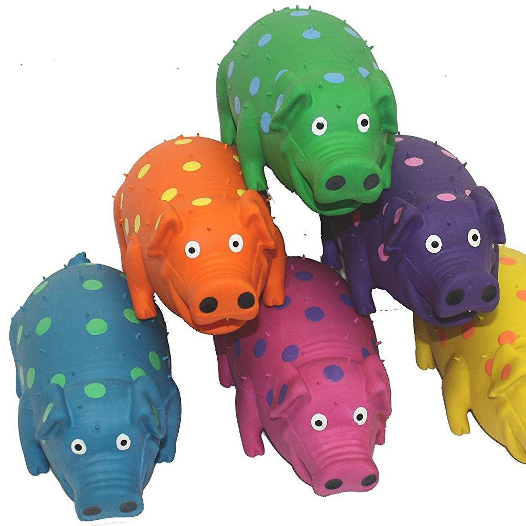 Multipet™ Globlet Polka Dot Latex Pig Dog Toy, Assorted Colors - Rocky & Maggie's Pet Boutique and Salon