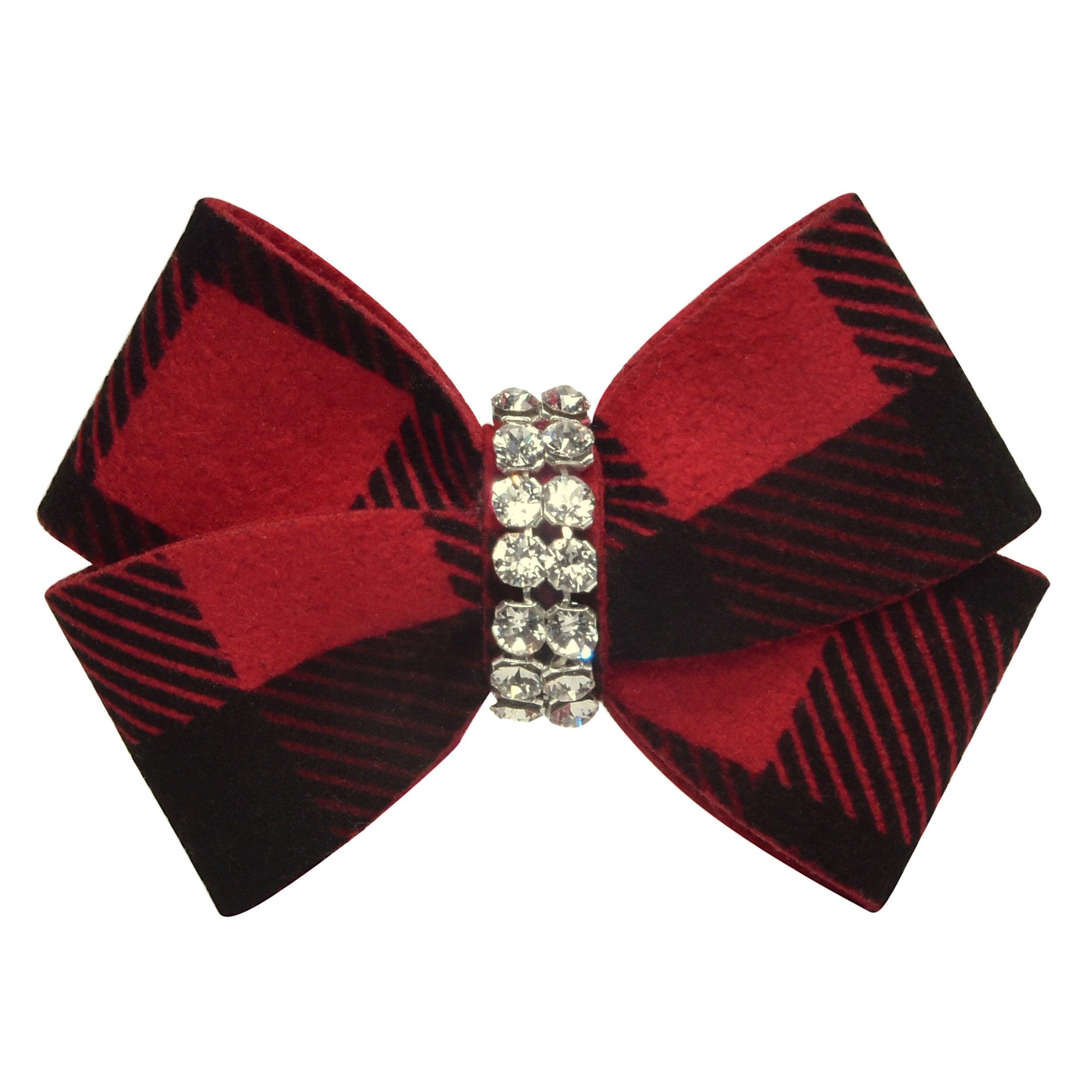 Red Gingham Nouveau Bow Hair Bow-Single - Rocky & Maggie's Pet Boutique and Salon