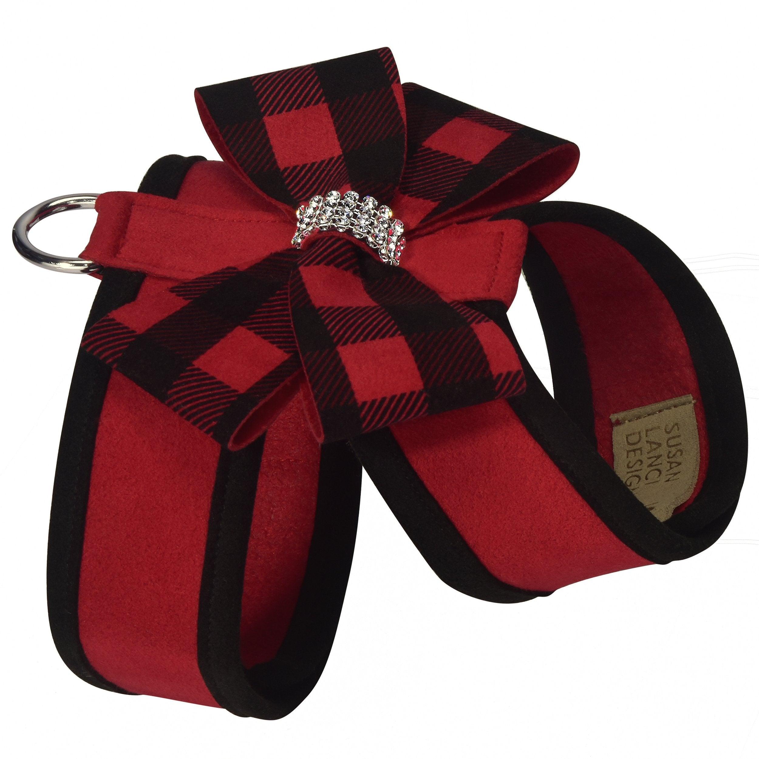 Red Gingham Nouveau Bow Tinkie Harness - Rocky & Maggie's Pet Boutique and Salon