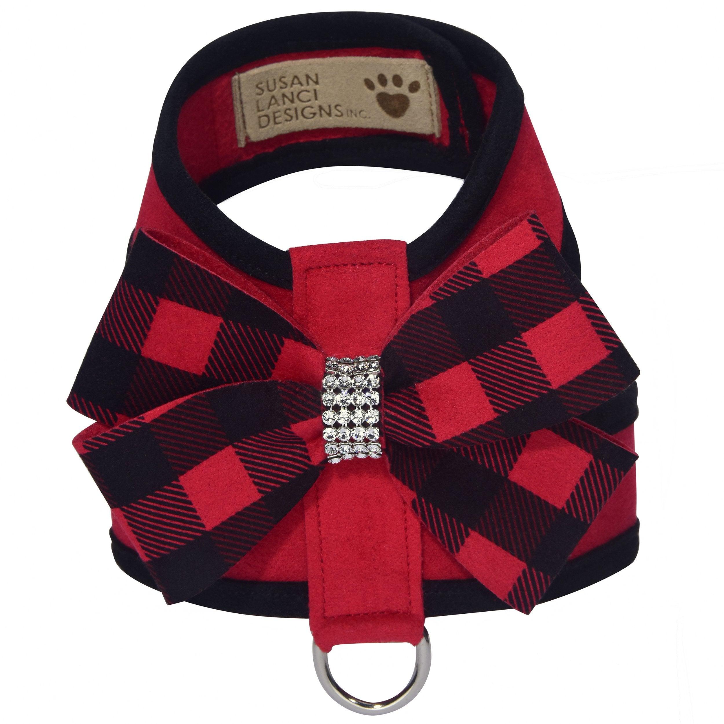 Red Gingham Nouveau Bow Tinkie Harness - Rocky & Maggie's Pet Boutique and Salon
