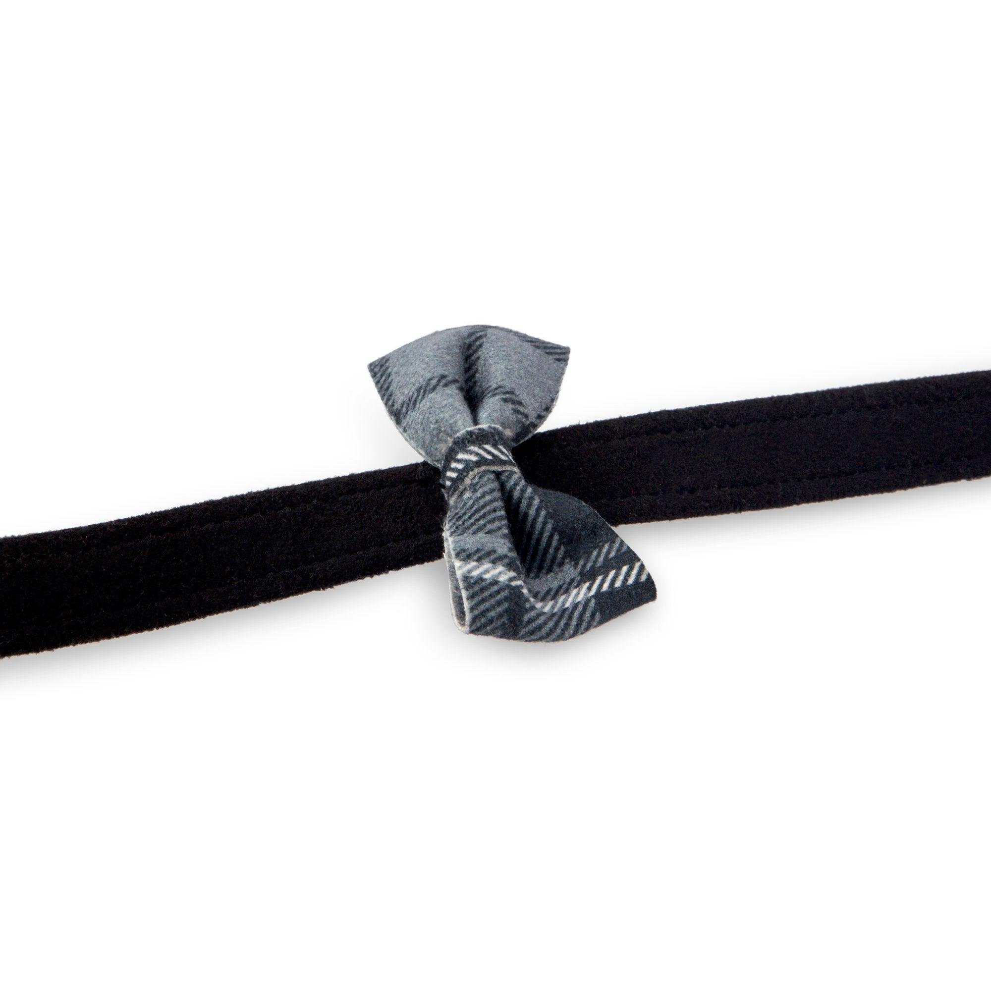 Scotty Leash Charcoal Plaid Bow Tie - Rocky & Maggie's Pet Boutique and Salon