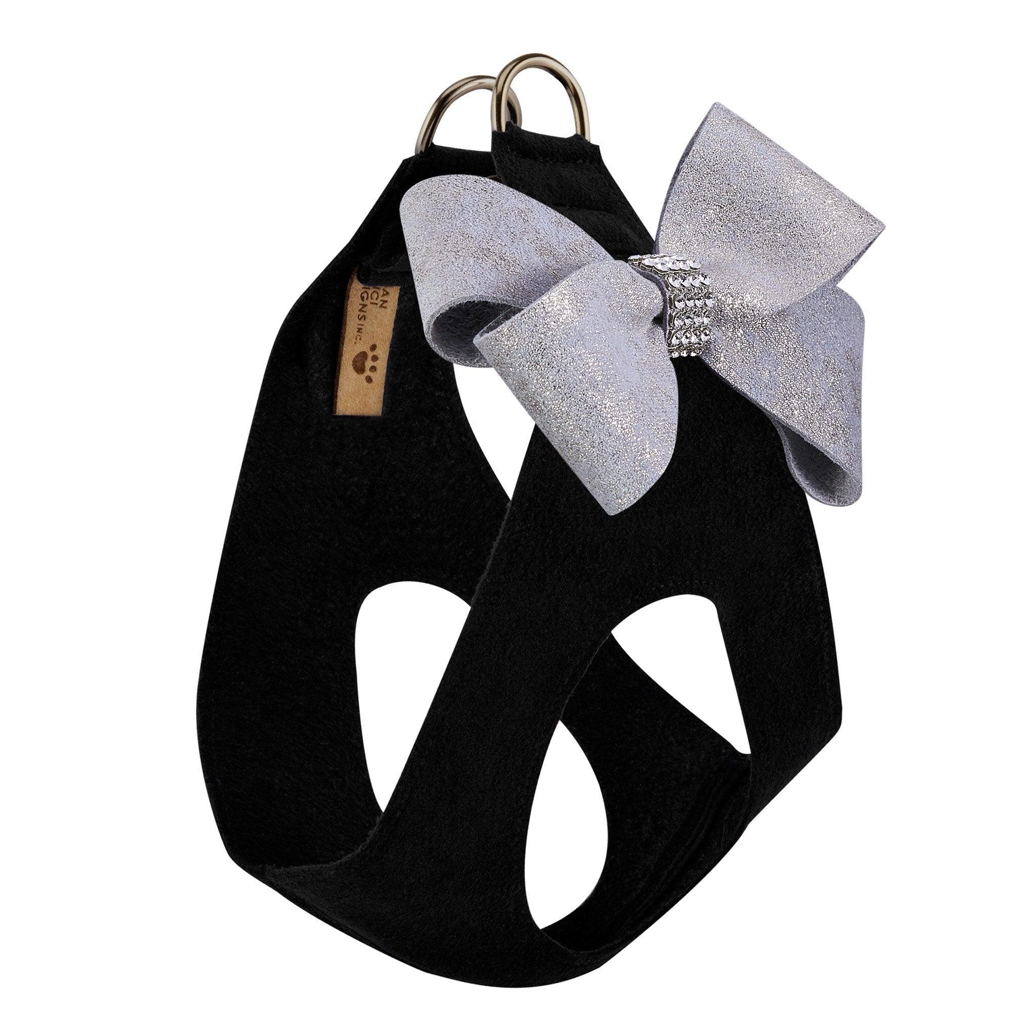 Black Step in Harness with Platinum Glitzerati Nouveau Bow - Rocky & Maggie's Pet Boutique and Salon