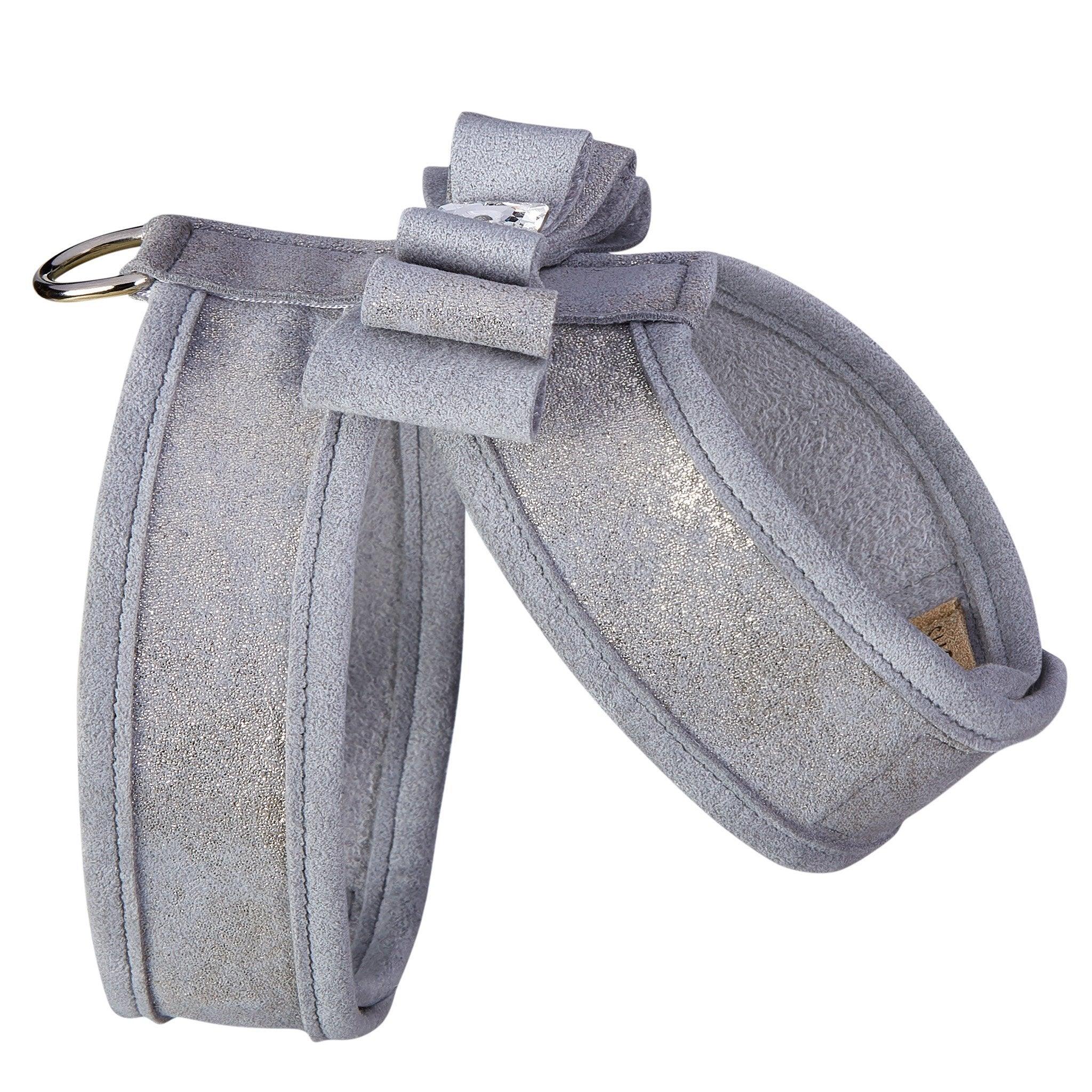 Platinum Glitzerati Really Big Bow Tinkie Harness with Platinum Trim - Rocky & Maggie's Pet Boutique and Salon