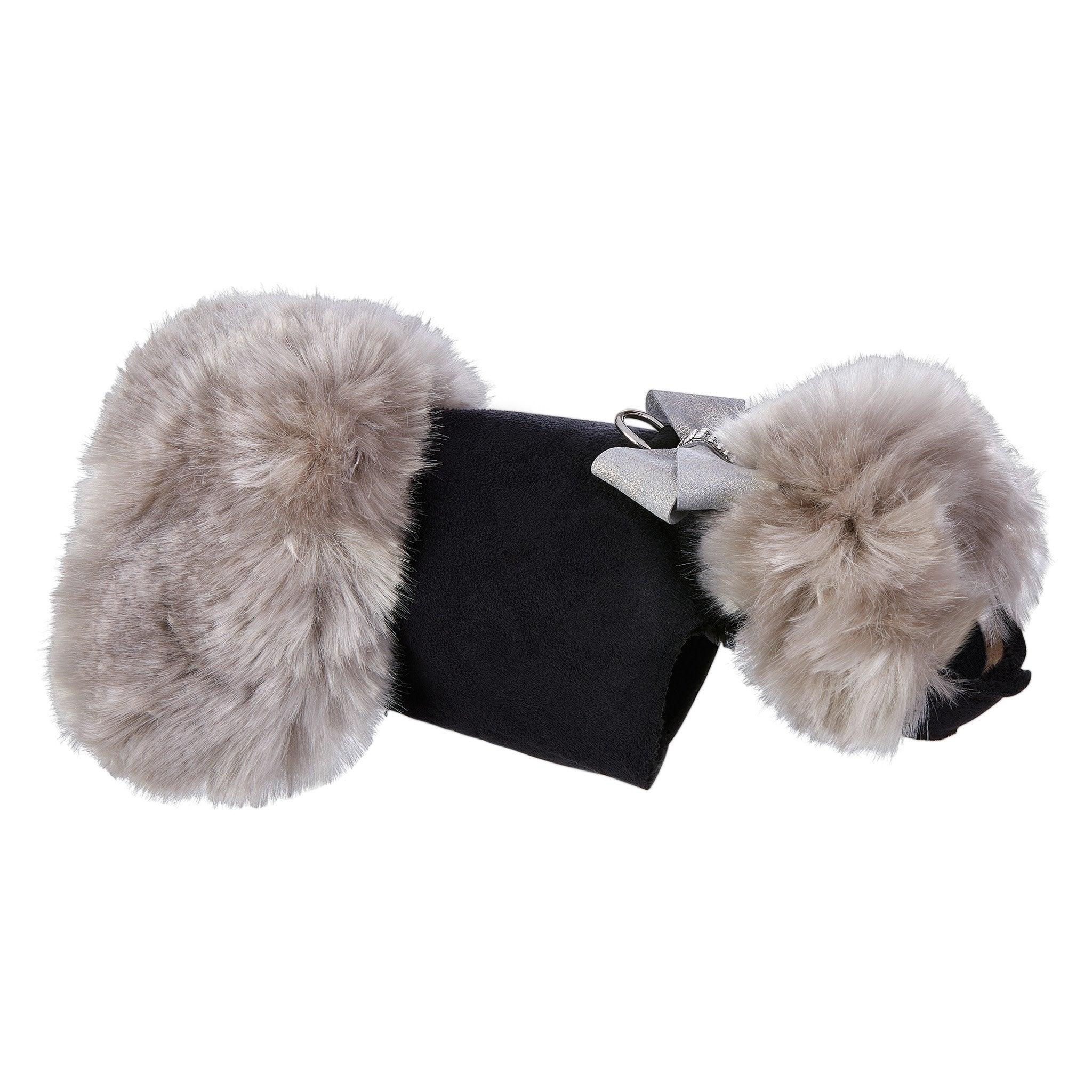 Soft Silver Fox Coat with Platinum Glitzerati Nouveau Bow - Rocky & Maggie's Pet Boutique and Salon