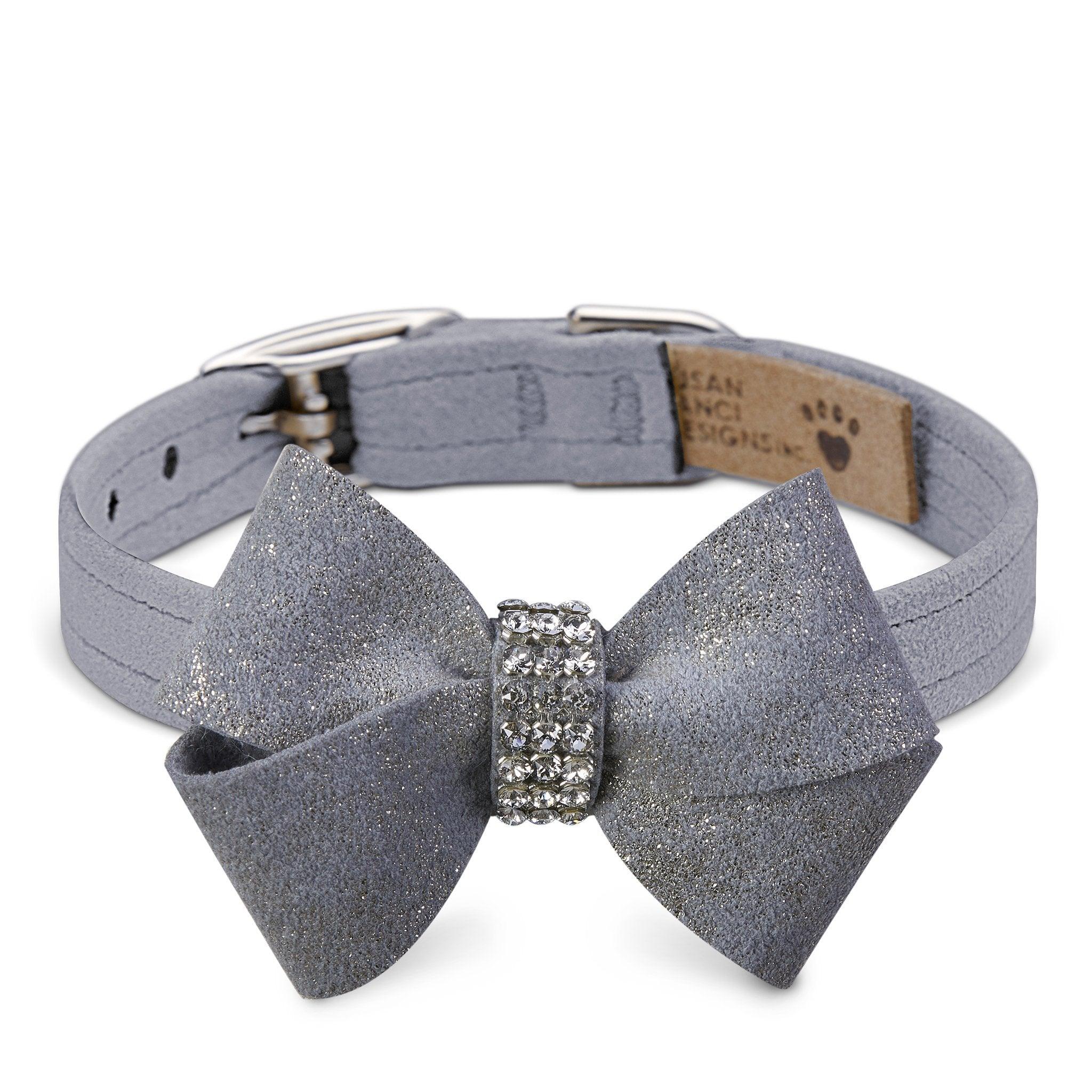 Platinum Glitzerati Nouveau Bow Collar - Rocky & Maggie's Pet Boutique and Salon