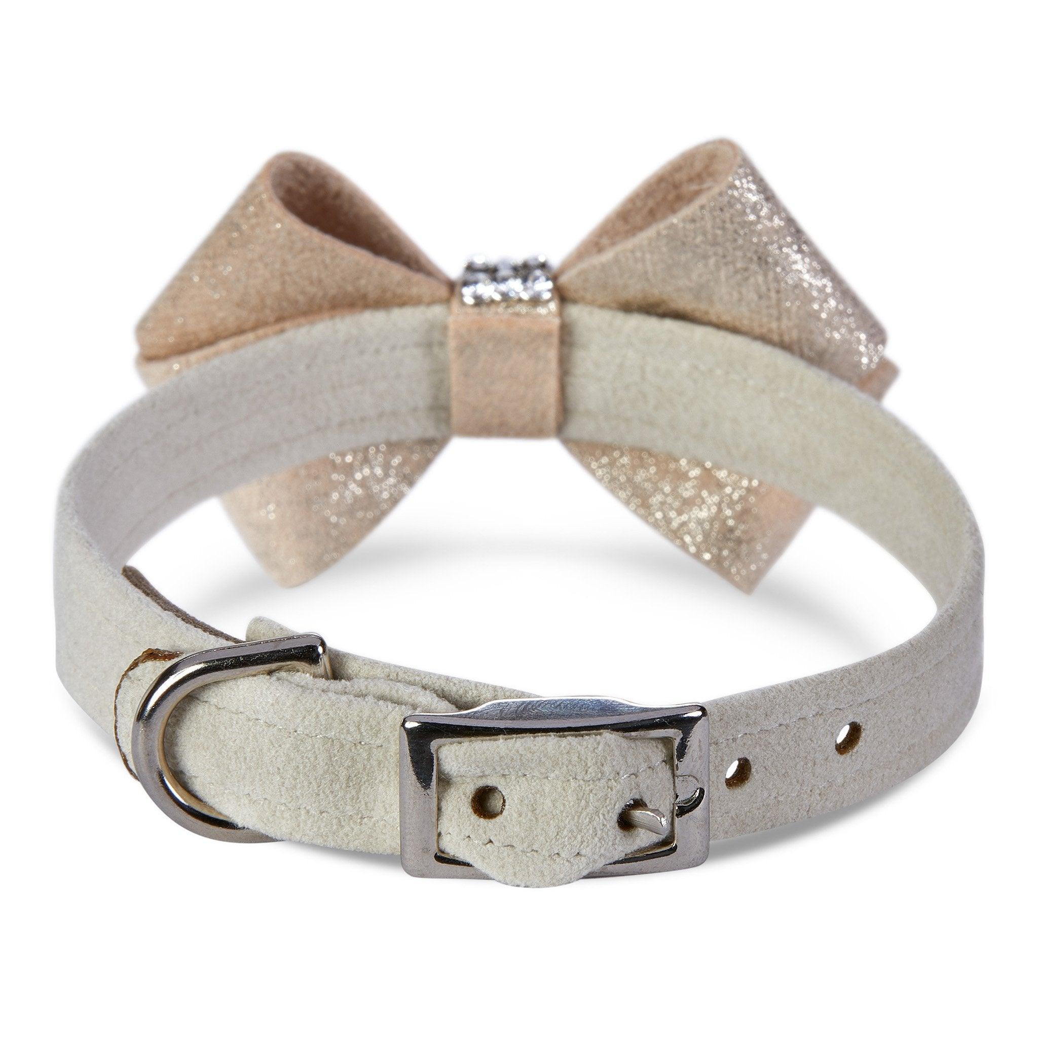 Champagne Glitzerati Nouveau Bow Collar - Rocky & Maggie's Pet Boutique and Salon