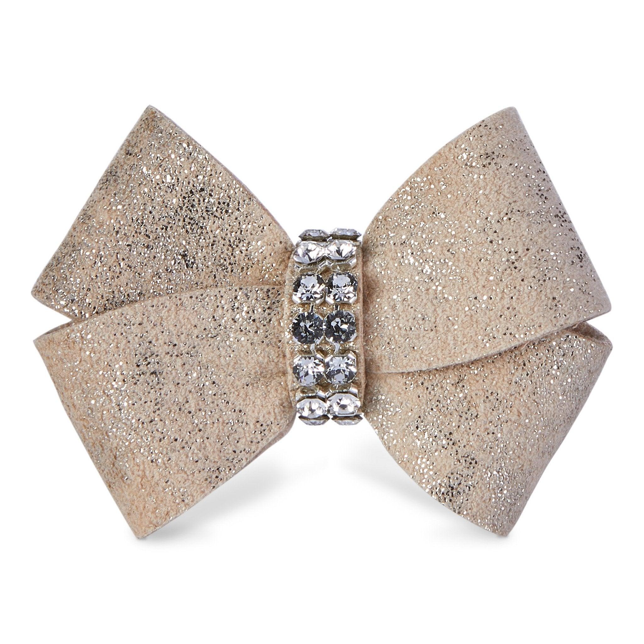 Champagne Glitzerati Single Nouveau Bow Hair Bow - Rocky & Maggie's Pet Boutique and Salon