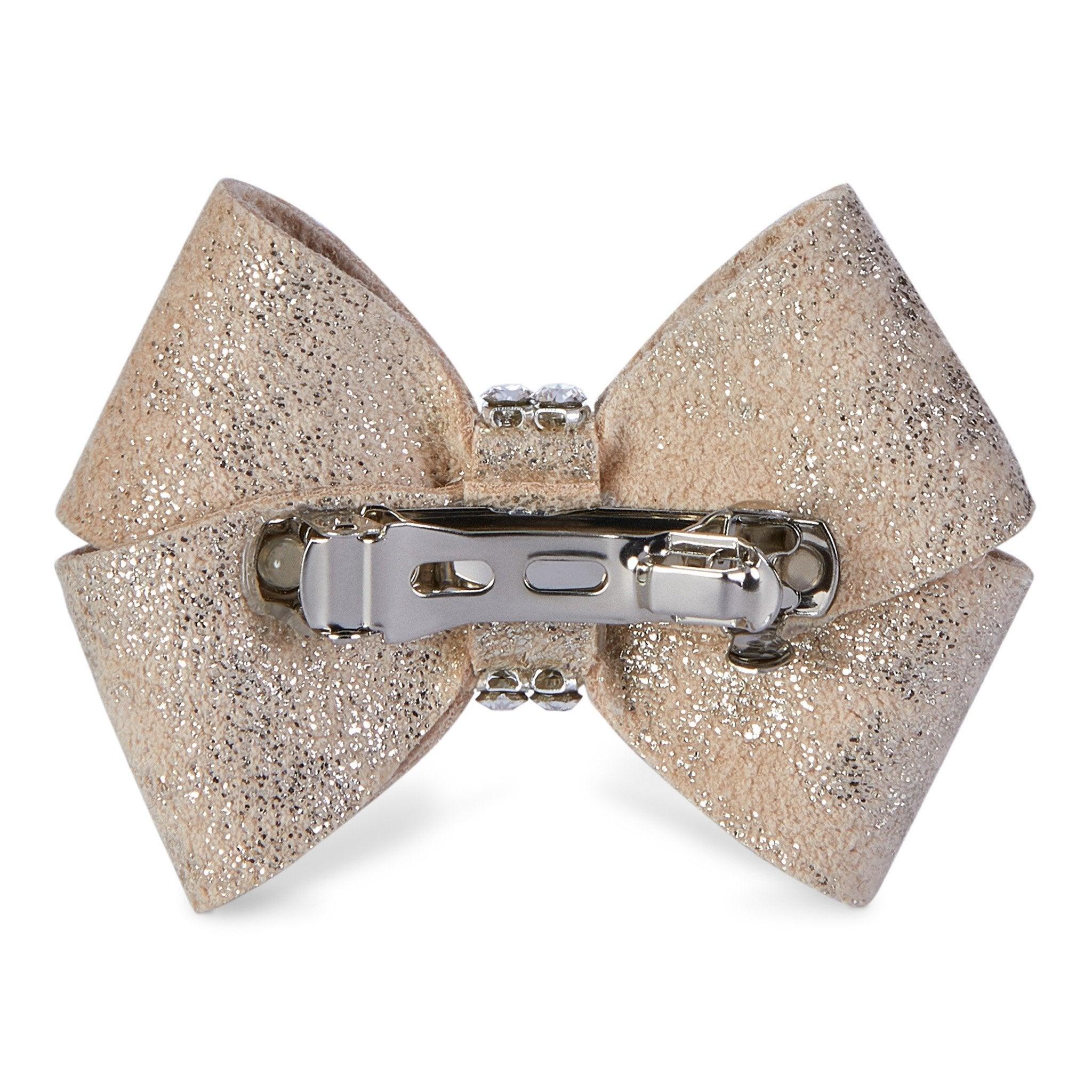 Champagne Glitzerati Single Nouveau Bow Hair Bow - Rocky & Maggie's Pet Boutique and Salon