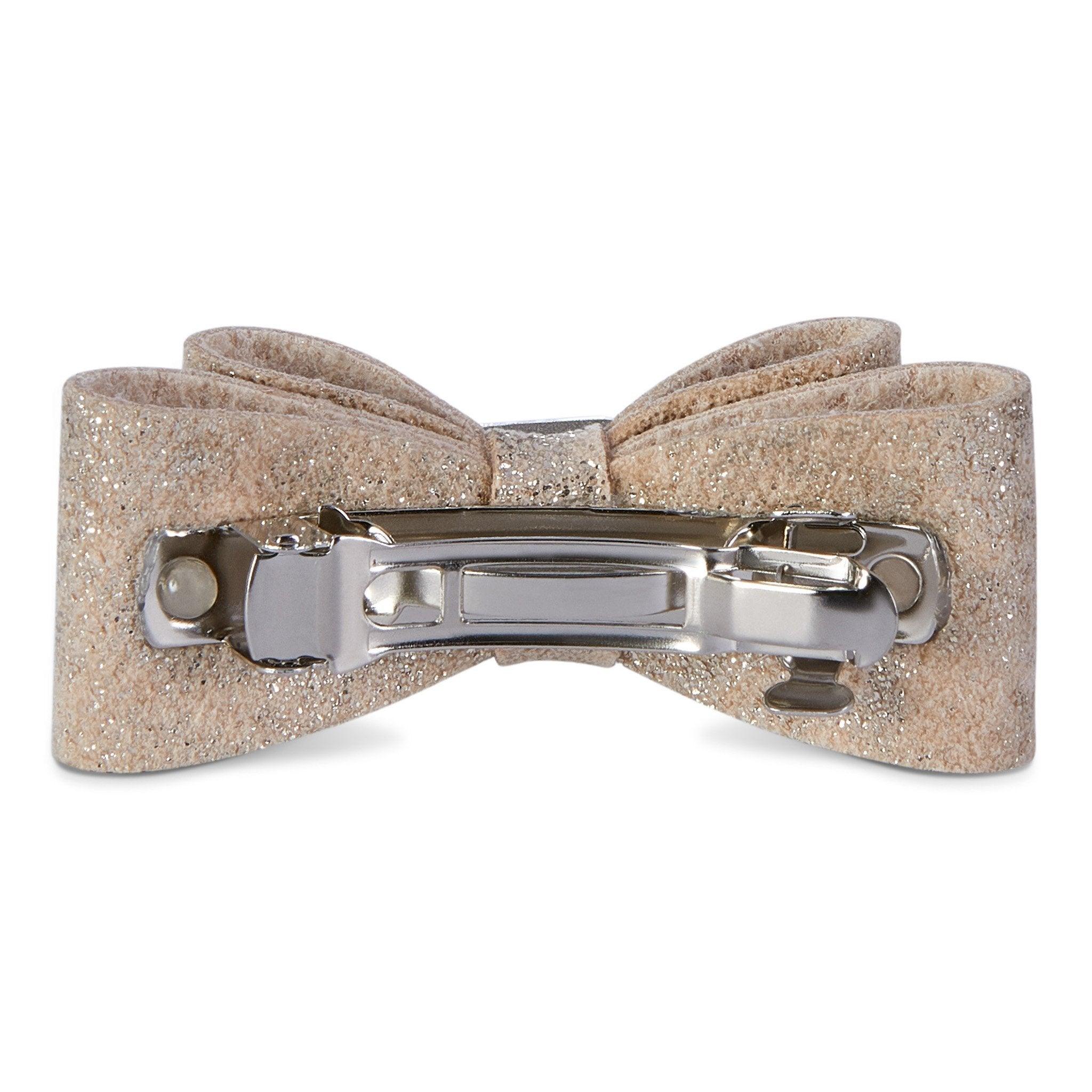 Champagne Glitzerati Single Big Bow Hair Bow - Rocky & Maggie's Pet Boutique and Salon