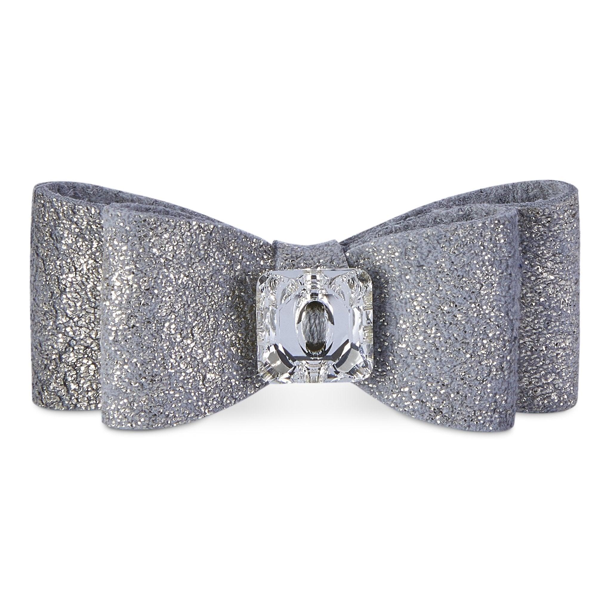 Platinum Glitzerati Single Big Bow Hair Bow - Rocky & Maggie's Pet Boutique and Salon