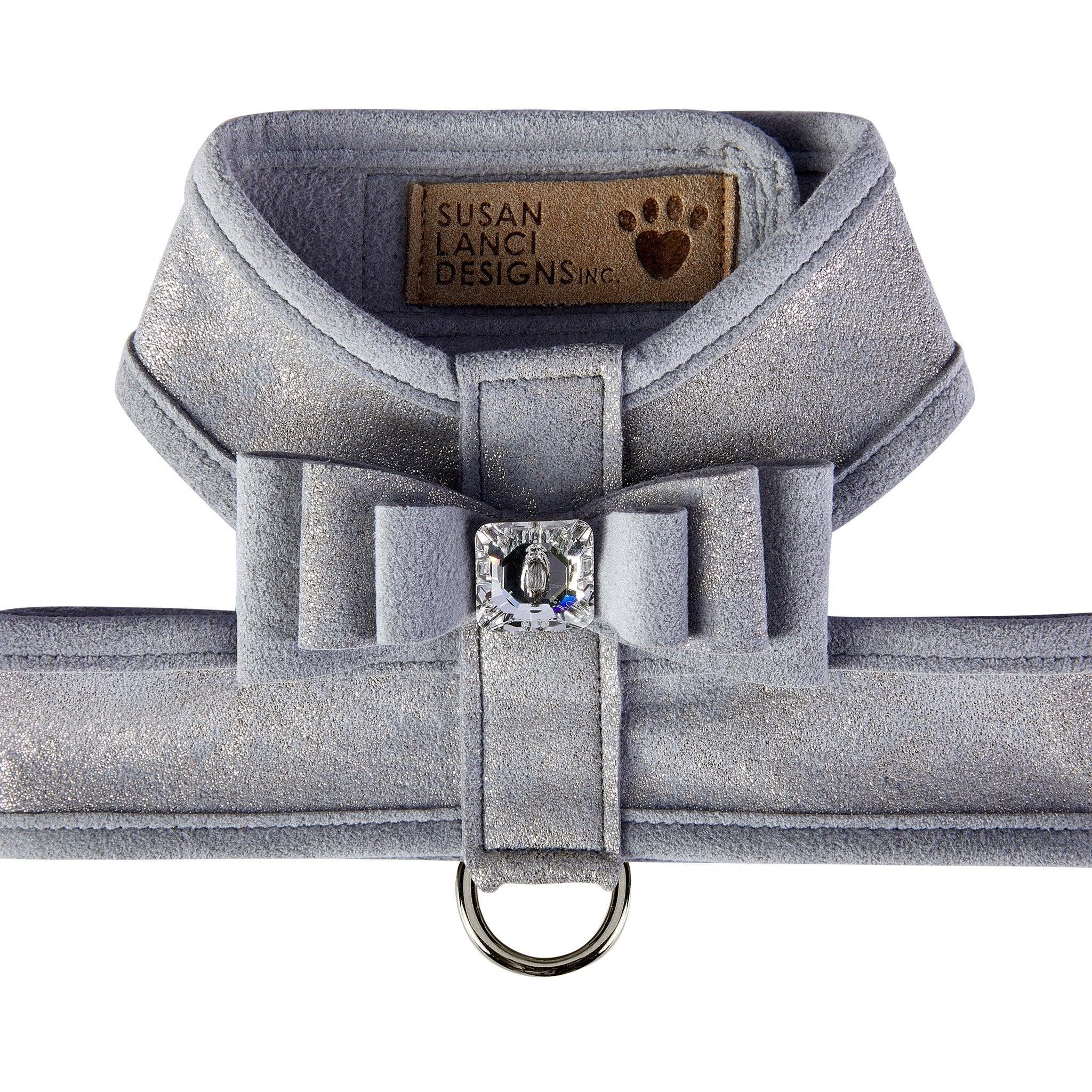 Platinum Glitzerati Really Big Bow Tinkie Harness with Platinum Trim - Rocky & Maggie's Pet Boutique and Salon