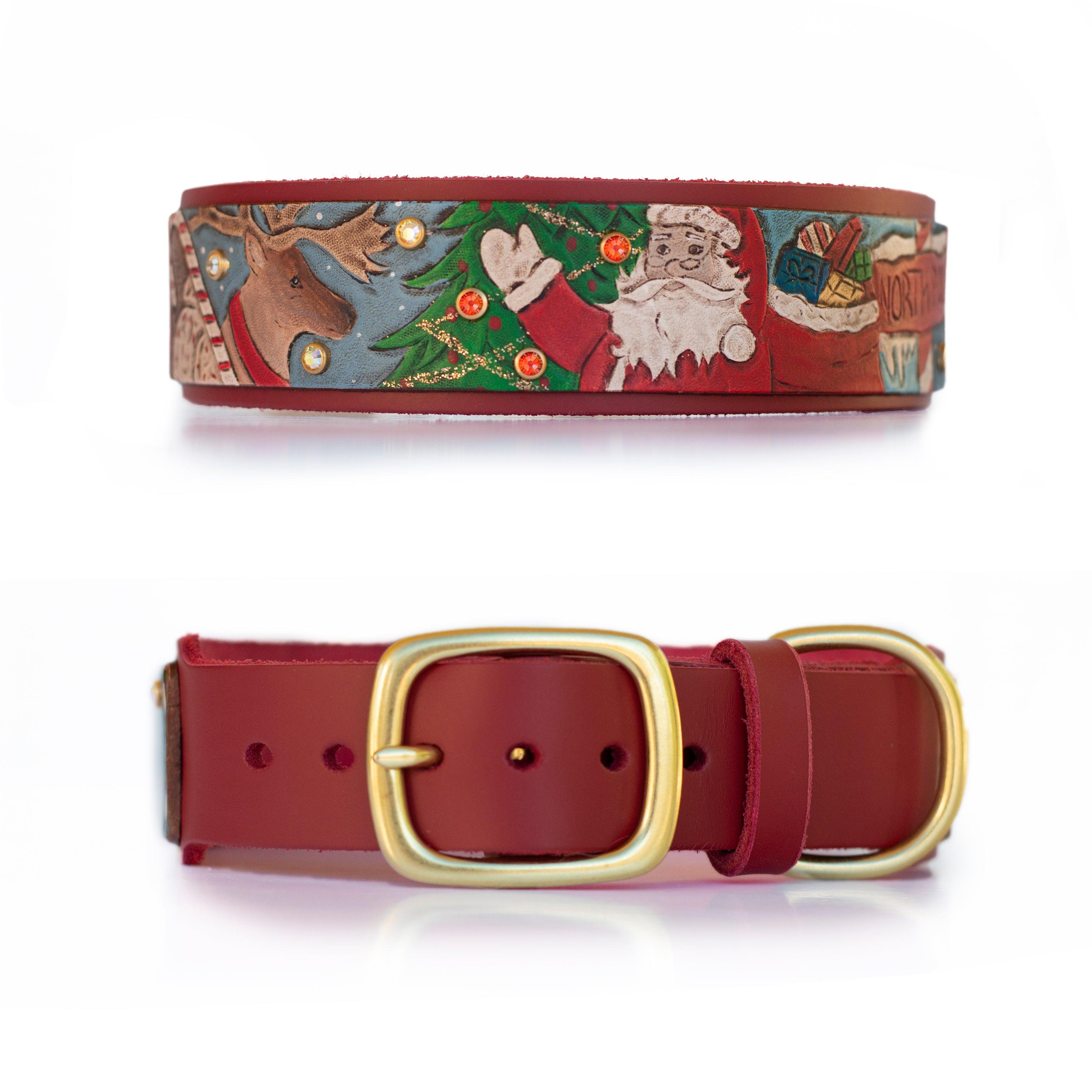Vintage Christmas Leather Collar (Limited Edition) - Rocky & Maggie's Pet Boutique and Salon