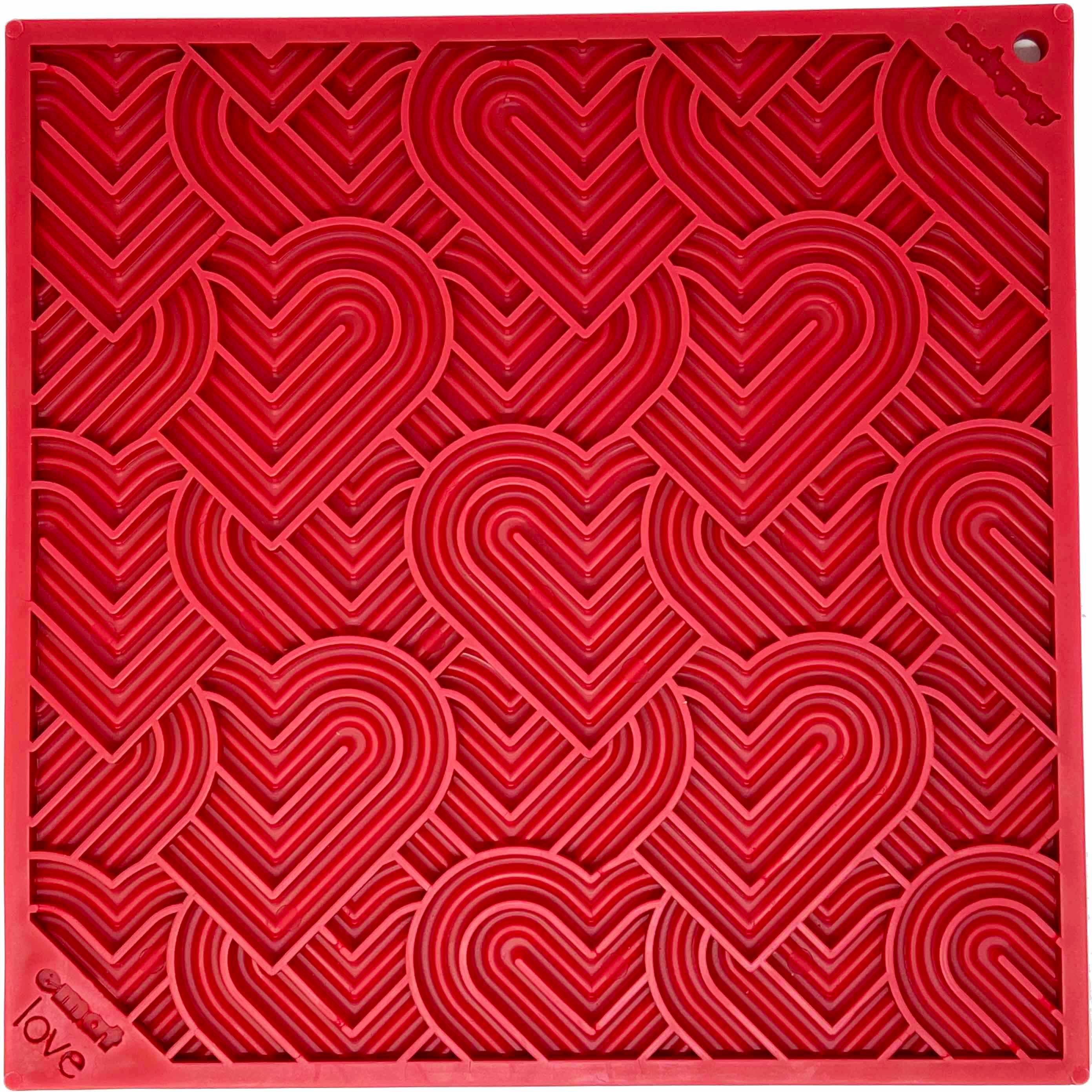 Heart Design Valentine Enrichment Lick Mat: Large - Rocky & Maggie's Pet Boutique and Salon