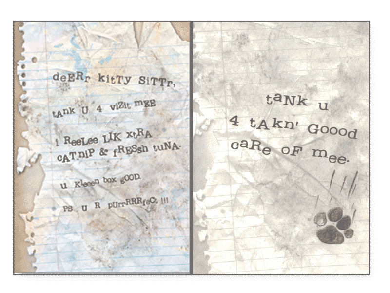 Cat Letter Pet Sitter Card - Rocky & Maggie's Pet Boutique and Salon