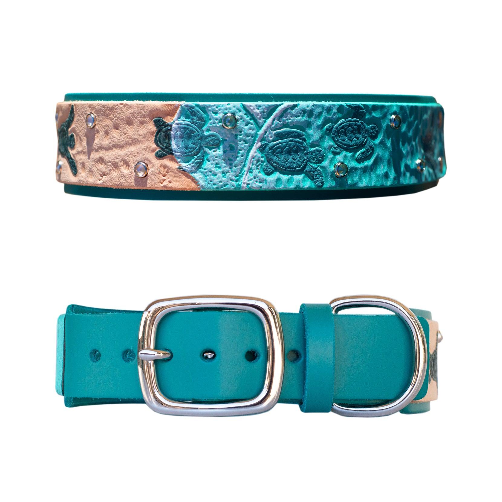 Baby Sea Turtles Leather Collar - Rocky & Maggie's Pet Boutique and Salon