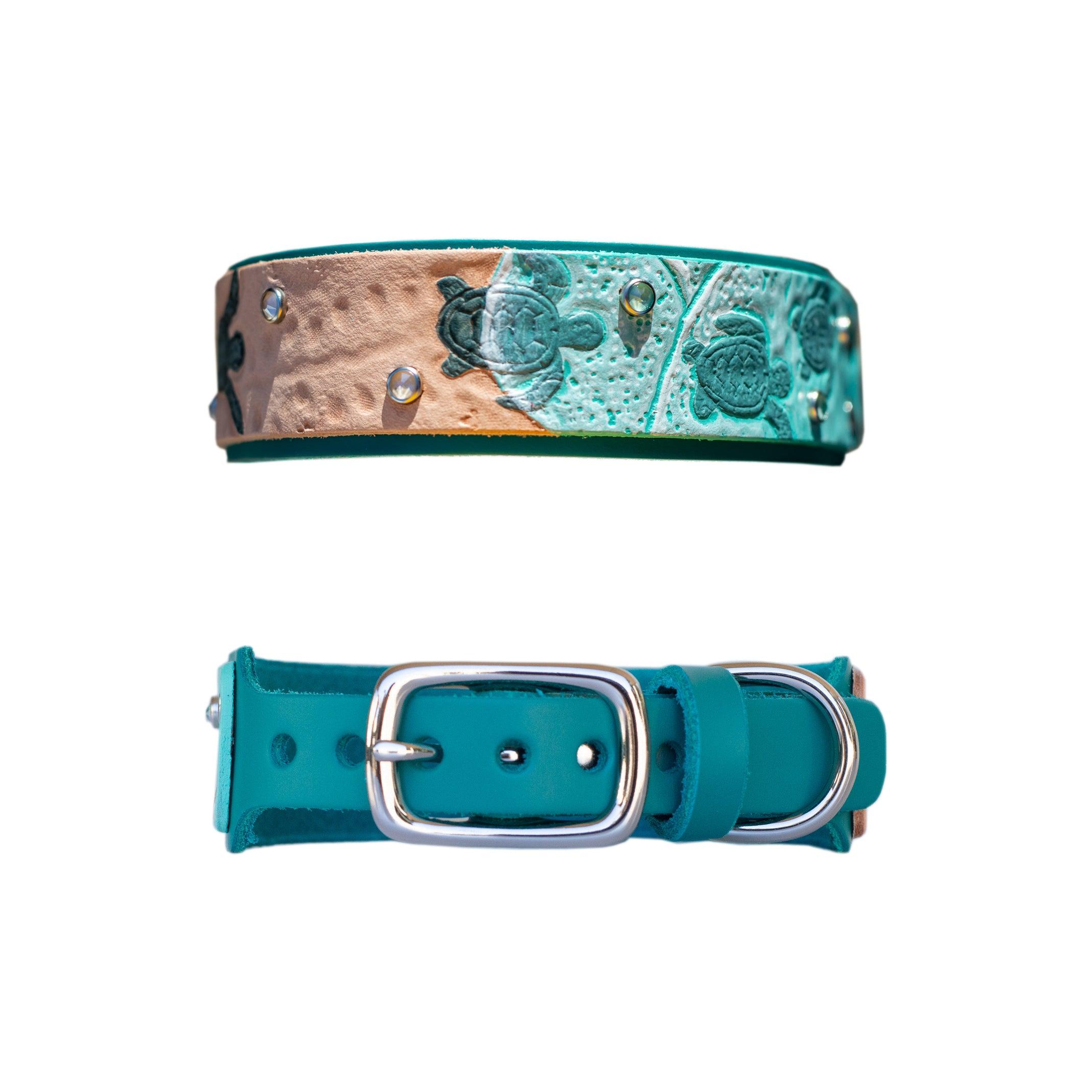Baby Sea Turtles Leather Collar - Rocky & Maggie's Pet Boutique and Salon