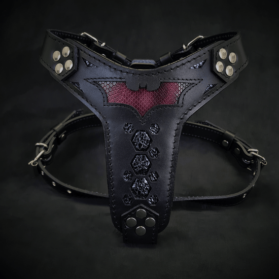 Bestia Dog Gear Batman Leather Dog Harness - Medium Only