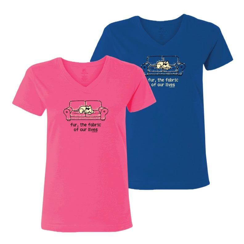 Fur, The Fabric Of Our Lives - Ladies T-Shirt V-Neck - Rocky & Maggie's Pet Boutique and Salon