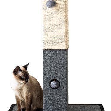 Natural Minimalist Cat Tree Cat Scratching Post with Natural Sisal Rope and Toys - Rocky & Maggie's Pet Boutique and Salon
