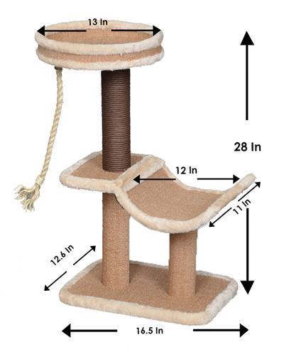 Catry, Cradle-Beige Cat Tree Cradle Bed with Recycled Paper Scratching Posts and Teasing Rope - Rocky & Maggie's Pet Boutique and Salon