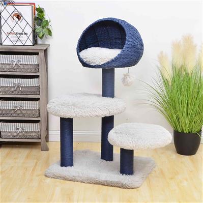 Blue Galaxy Natural Aesthetic, Handwoven, Eco-Friendly Medium Cat Tree - Rocky & Maggie's Pet Boutique and Salon