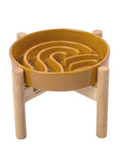 [Wave] Slow Feeder Dog Bowls - S / Pink / Wood Stand - Rocky & Maggie's Pet Boutique and Salon