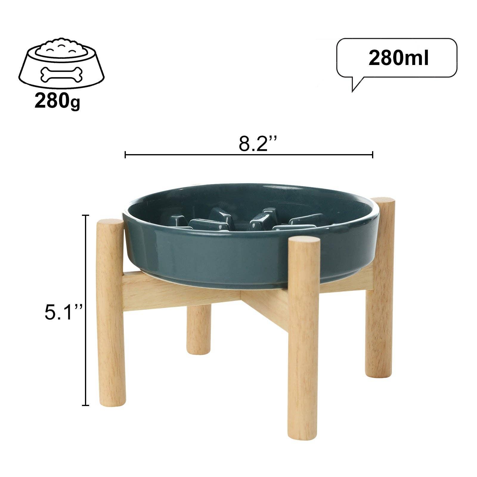 [Wave] Slow Feeder Dog Bowls - M / Pink / Wood Stand - Rocky & Maggie's Pet Boutique and Salon