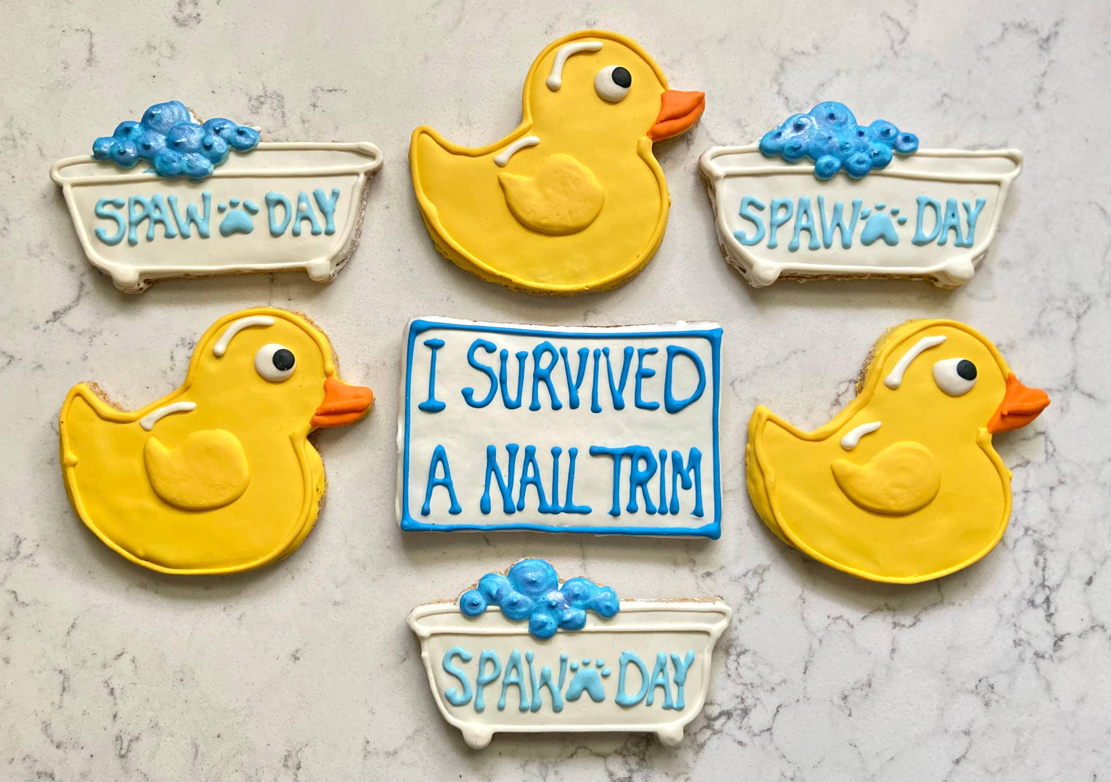 Spaw Day Cookies: I Survived a Nail Trim Cookie - Rocky & Maggie's Pet Boutique and Salon