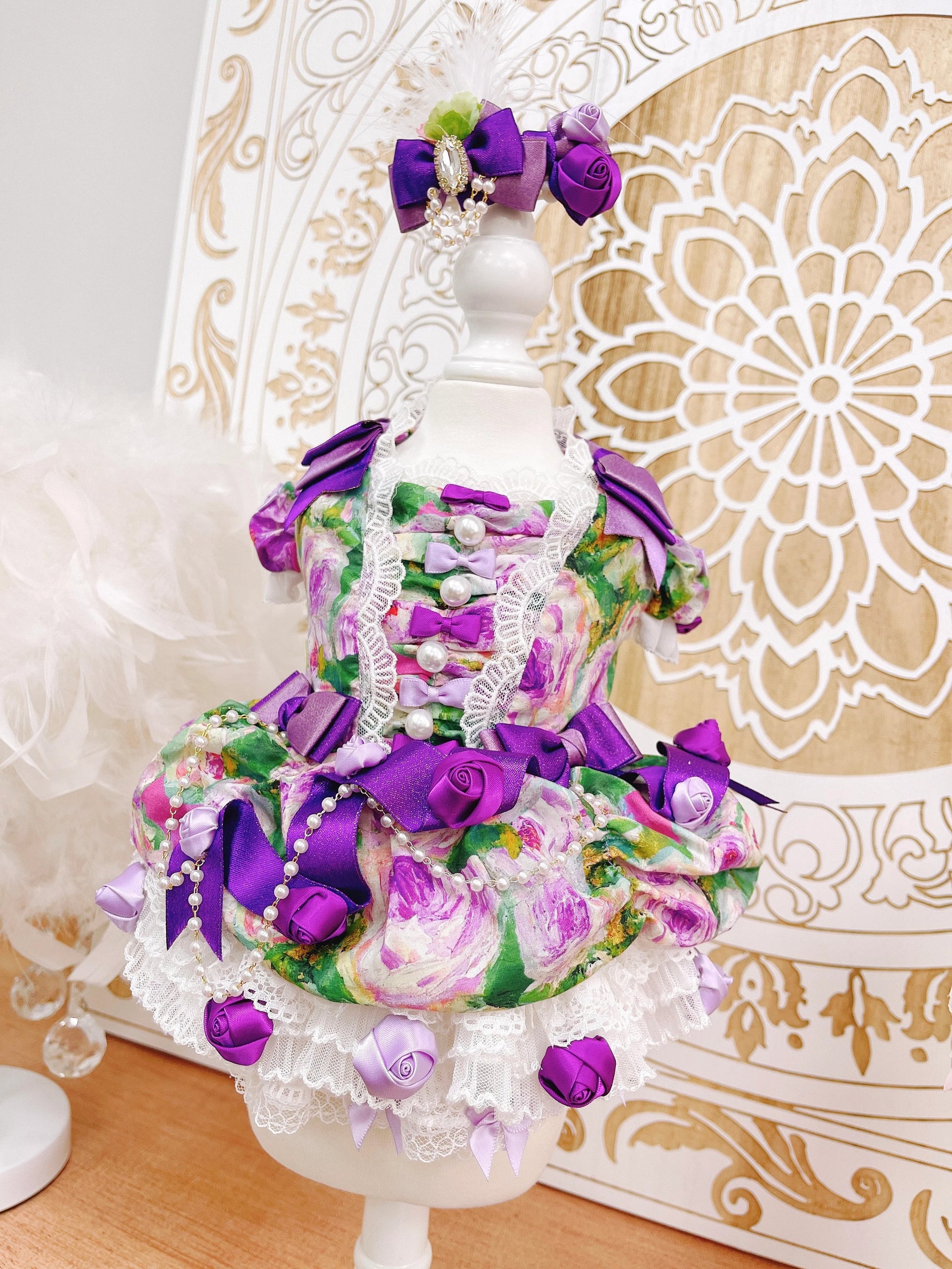 High quality handmade dog dresses Queen Victoria Purple / SM