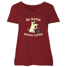 No Barkie Before Coffee - Ladies Curvy V-Neck Tee - Rocky & Maggie's Pet Boutique and Salon