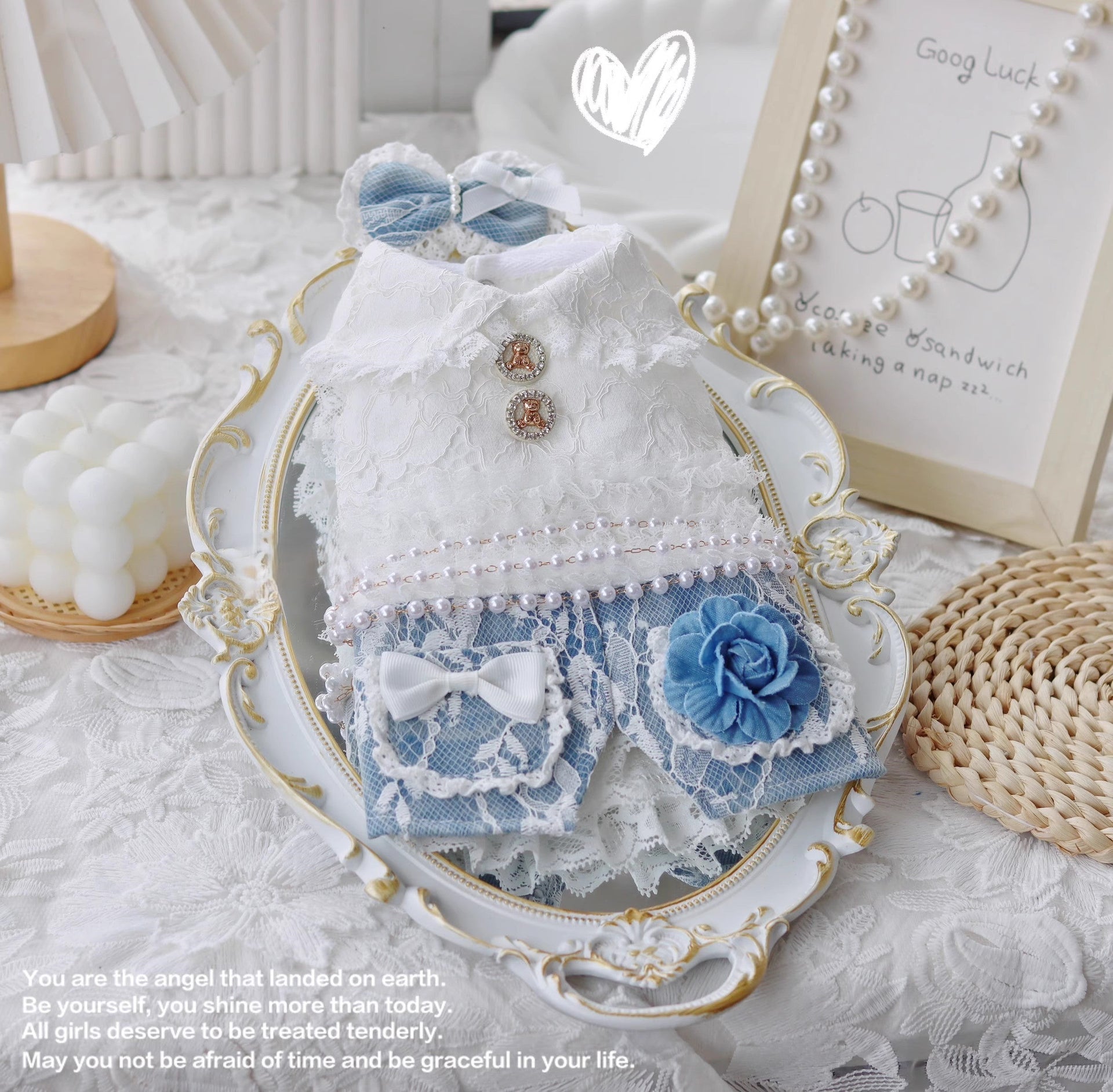 sachin and babi light blue dress Kanine Dog Floral Lace Dress  Elegant Dog Dress