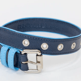 Signature dog collar - Navy blue leather - Rocky & Maggie's Pet Boutique and Salon