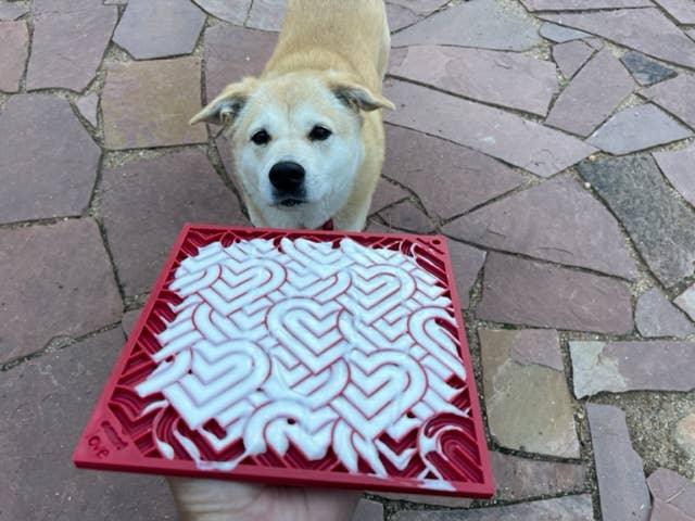 Heart Design Valentine Enrichment Lick Mat: Large - Rocky & Maggie's Pet Boutique and Salon