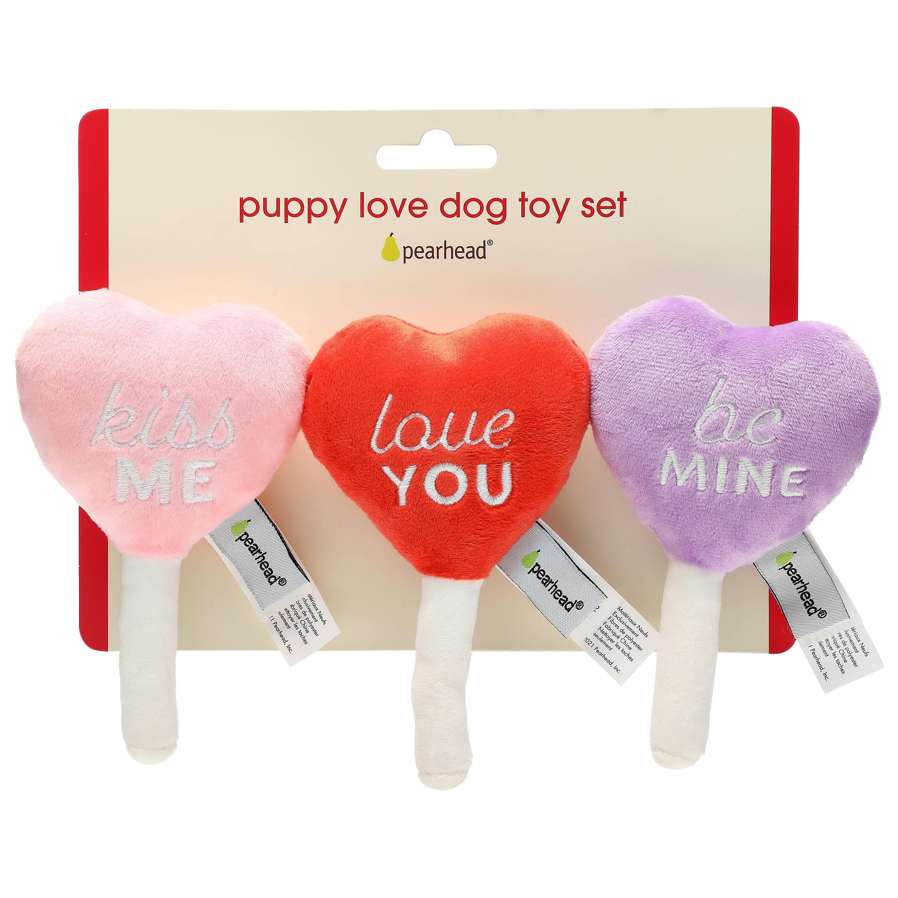 Conversation Hearts Dog Toys, Valentine's Day, Set of 3 - Rocky & Maggie's Pet Boutique and Salon
