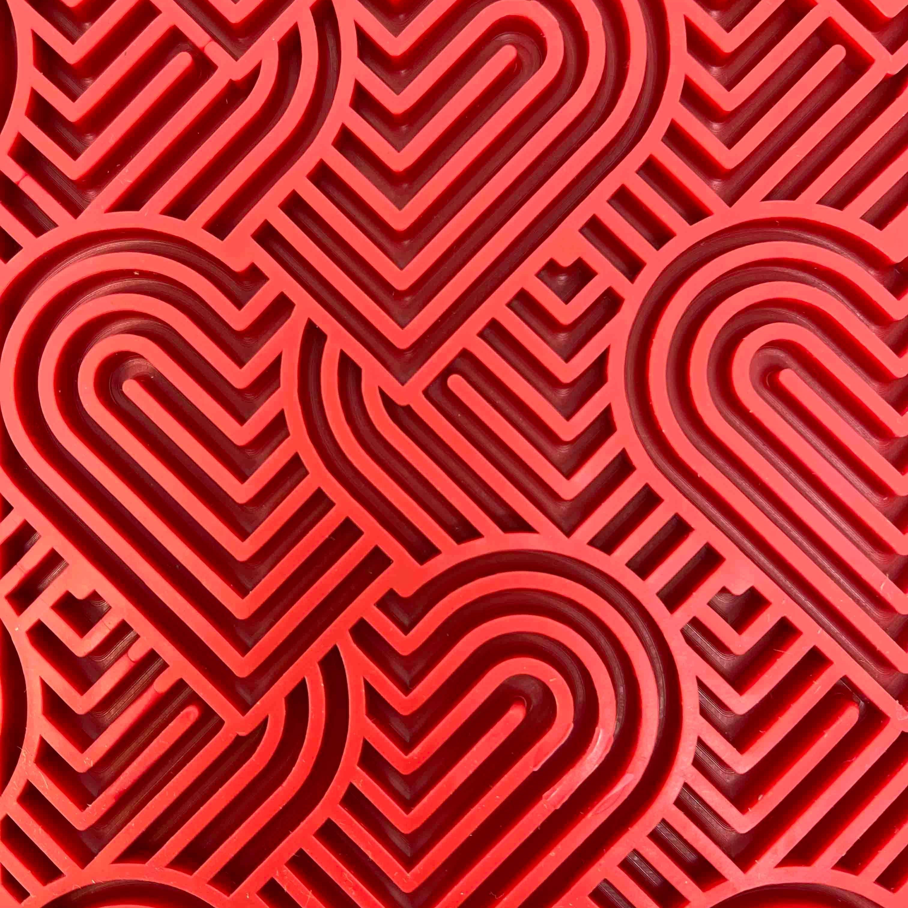 Heart Design Valentine Enrichment Lick Mat: Small - Rocky & Maggie's Pet Boutique and Salon
