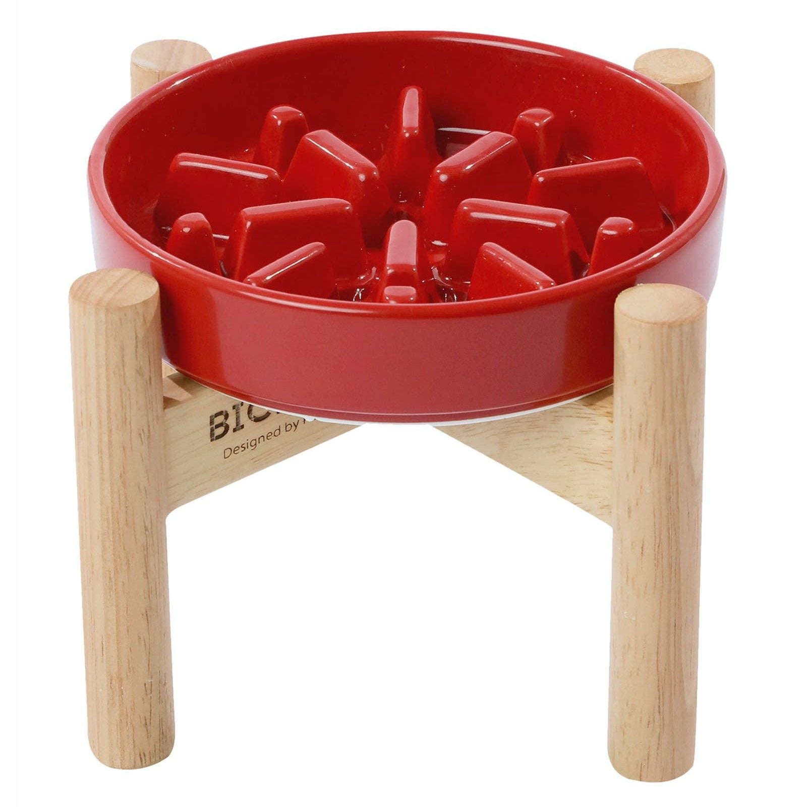 [Spark] Slow Feeder Dog Bowls - M / Blue / Wood Stand - Rocky & Maggie's Pet Boutique and Salon