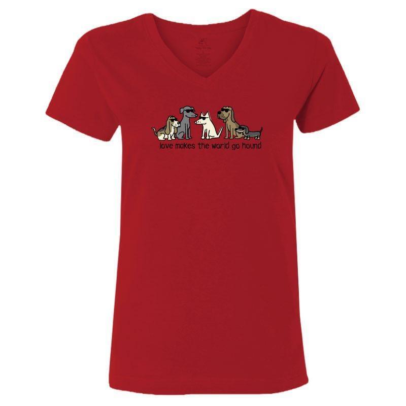 Love Makes The World Go Hound - Ladies T-Shirt V-Neck - Rocky & Maggie's Pet Boutique and Salon