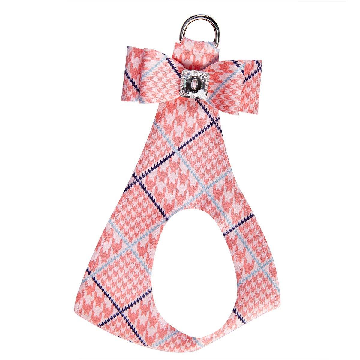 Pink Glen Houndstooth Big Bow Step In Harness - Rocky & Maggie's Pet Boutique and Salon